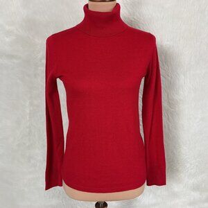 L. F. Markey Red Wool Blend Joshua Knit Turtleneck Sweater US 4
